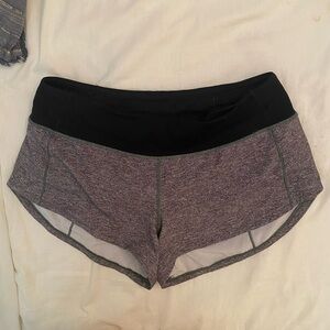 Lululemon black and gray running shorts